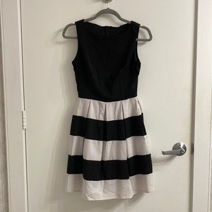 B Darlin Black & White Striped Sleeveless Dress